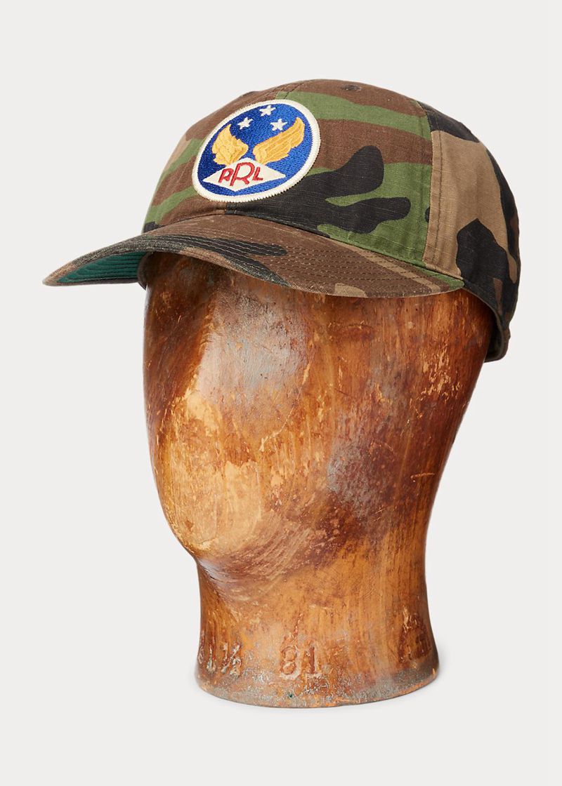 Gorra RRL Hombre Winged-Logo Camo Ball Chile Verde Oliva SJQYC-1908